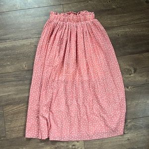 Womens High Waist Polka Dot Pleated Skirt Midi Swing Skirt with Pockets, small